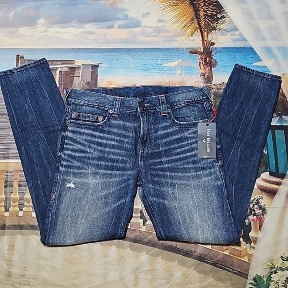 True Religion Rocco Skinny Distressed Jeans Size 34 New - Picture 2 of 8